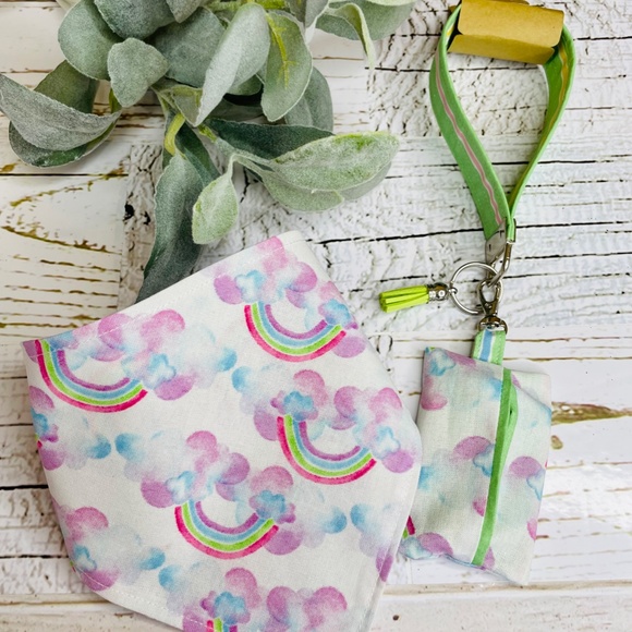 Matching Dog Bandana & Wristlet Keychain Disposable Doggy-Bag Cover (Set) - Picture 2 of 4